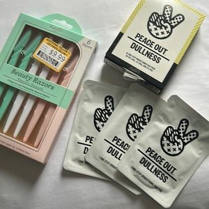 Peace Out Dullness Brightening Face Pads & Facial Razor bundle